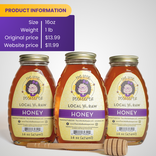 16oz - Local, Pure, and Raw Wildflower Honey