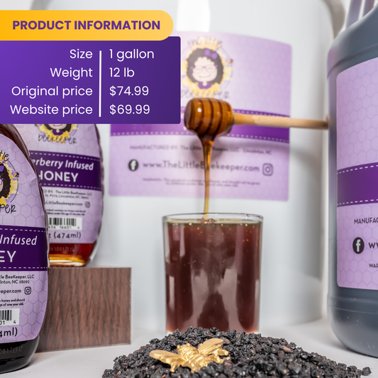 1 gallon - Elderberry Infused Honey