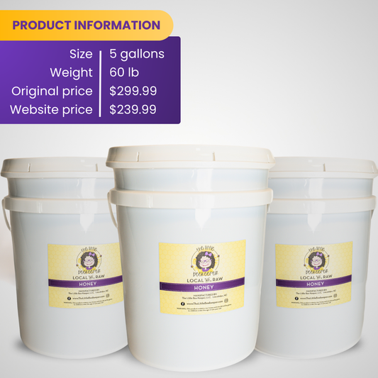 5 gallons - Local, Pure, and Raw Wildflower Honey