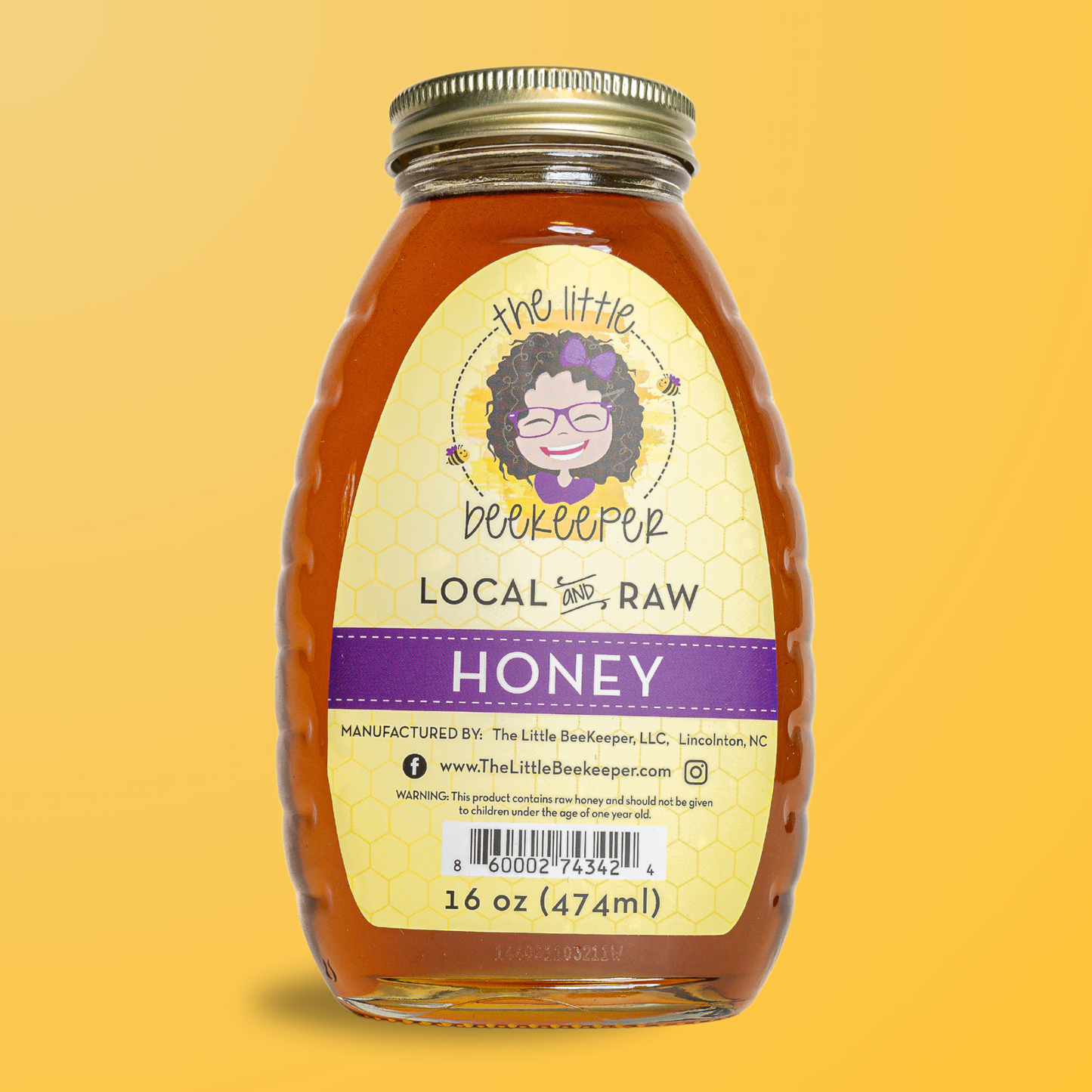 16oz - Local, Pure, and Raw Wildflower Honey
