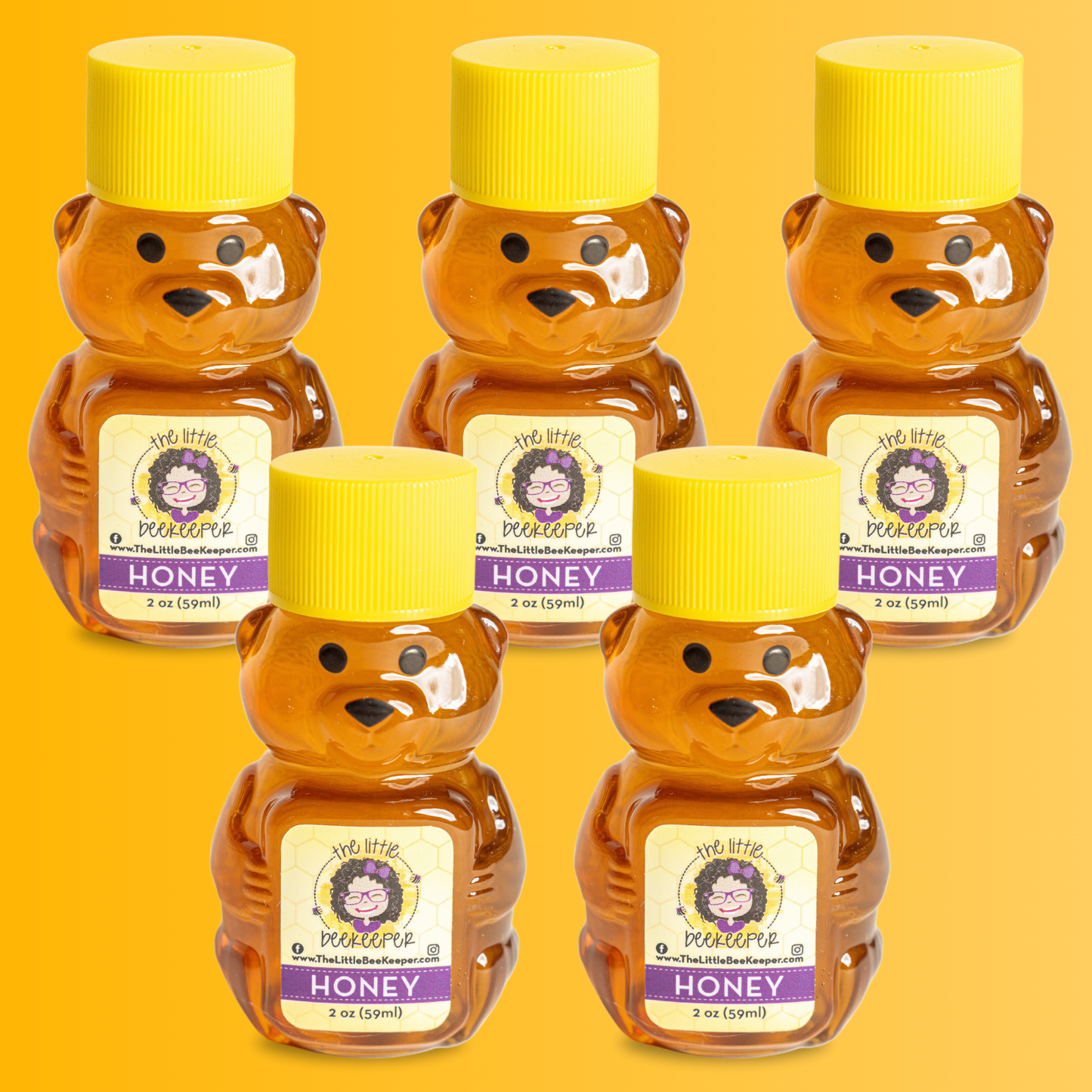 2oz Honey Bear – Local, Pure, and Raw Wildflower Honey