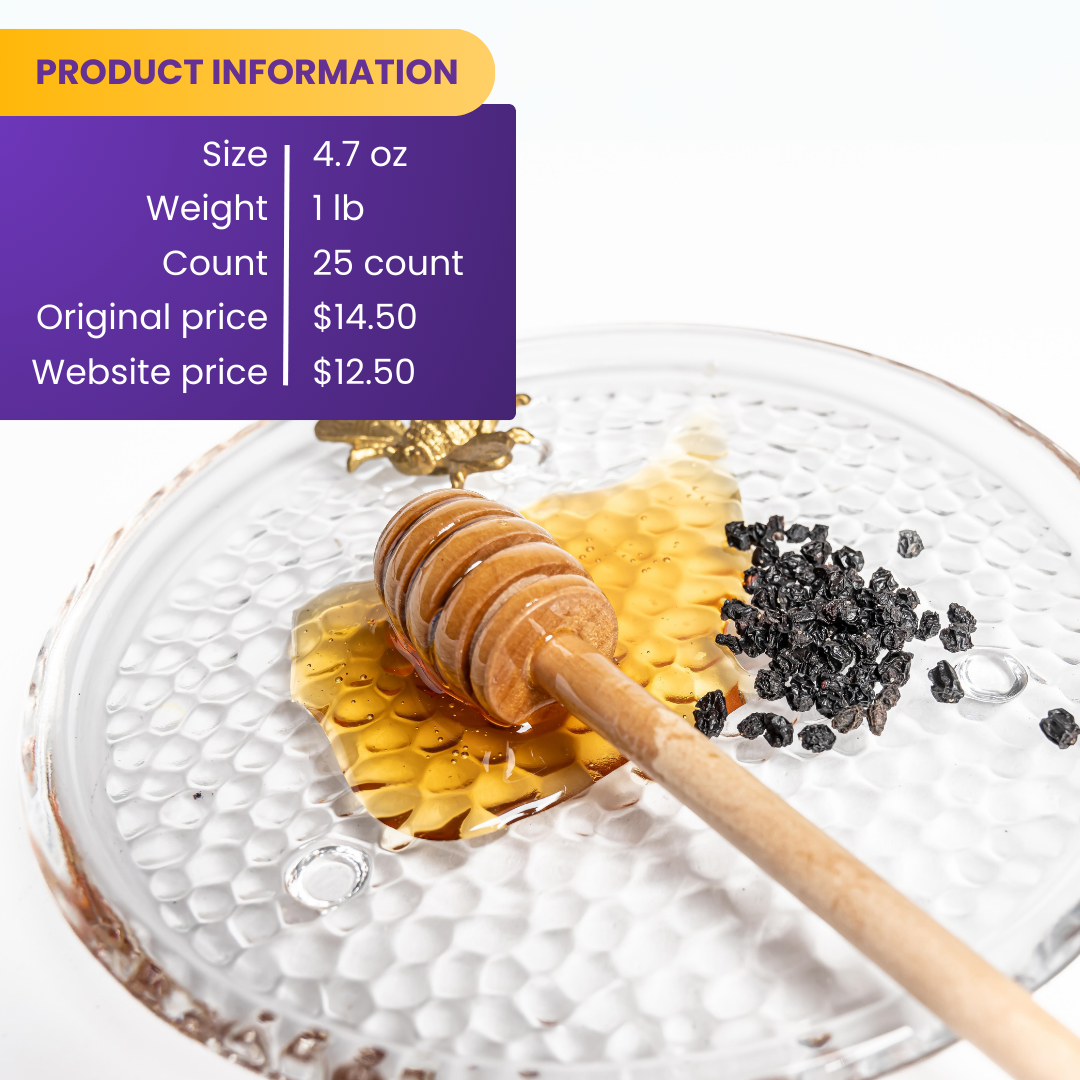 Elderberry Infused Honey Sticks 25 Count